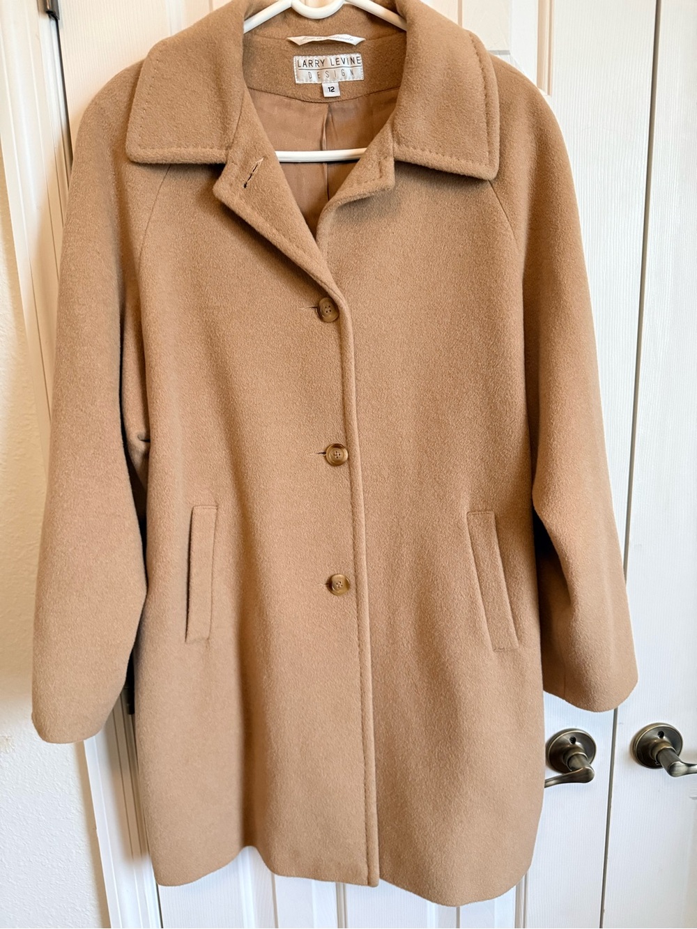 Larry Levine Women's Camel Wool-Blend Pea Coat - Camel